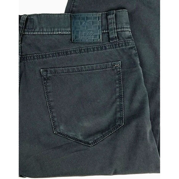 Brax Feel Good Mens Cadiz Pure Straight Leg Black Gray Mini Argyle Pants 34x30 - Picture 3 of 10